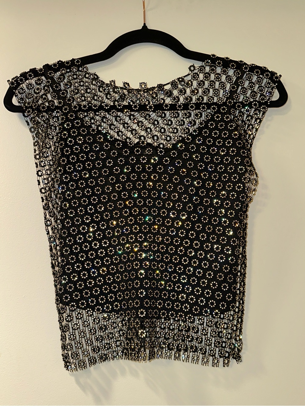 House of Harlow 1960 Floral Rhinestone Mesh Top Medium NWT